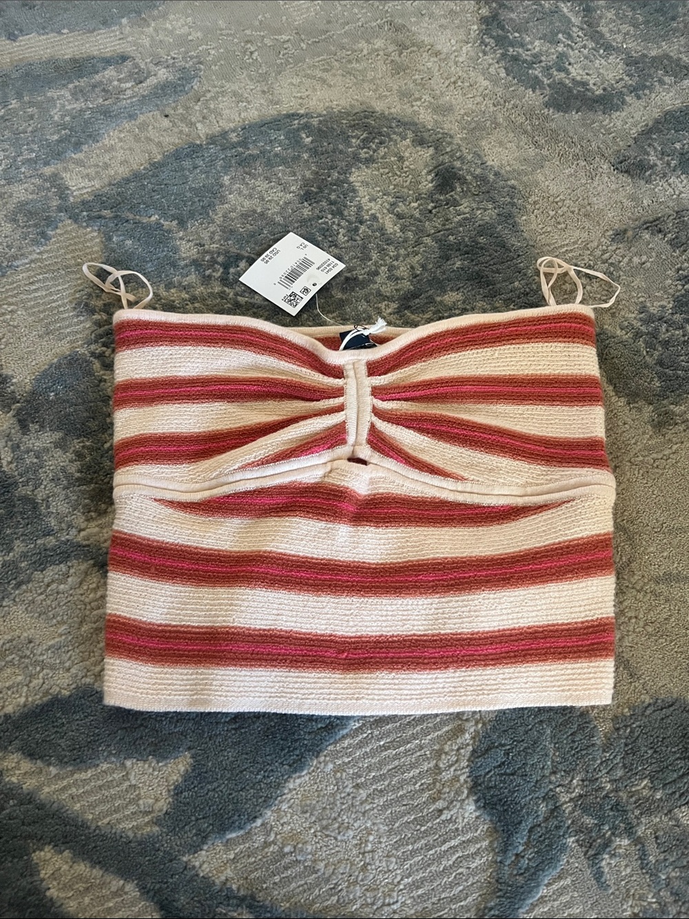 American Eagle Outfitters Striped Twist-Front Camisole - Pink & Cream